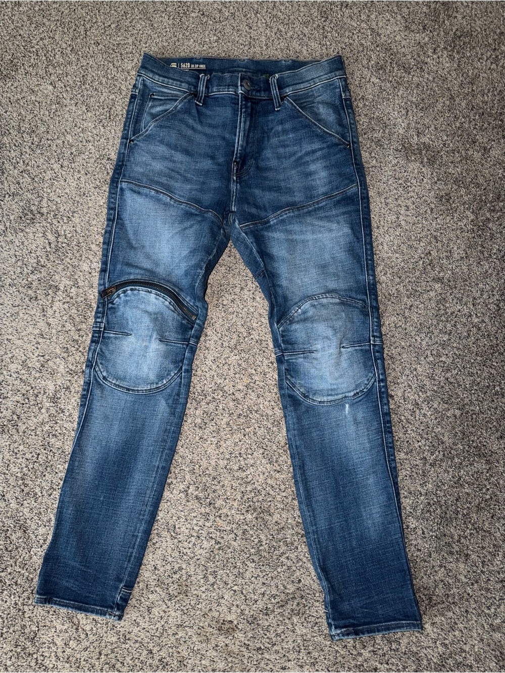 G-Star Raw 5620 3D Zip Knee Skinny Blue Jeans Distressed